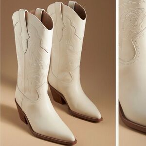 Chic Cream Heeled Western Boots